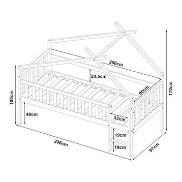 Kinderbed Sotkamo huisbed met matras 90x200 cm naturel [en.c, Verzenden, Nieuw