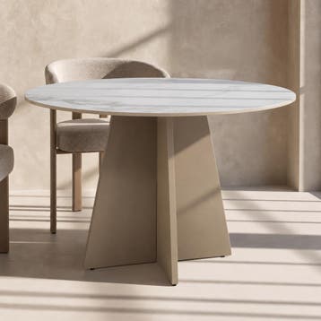 *WOONWINKEL* Ronde Eettafel Met Kruisvoet Beige, Huis en Inrichting, Verzenden, Nieuw