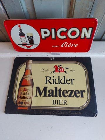 Picon en Ridder - 2 x vintage reclamebord Picon bier en