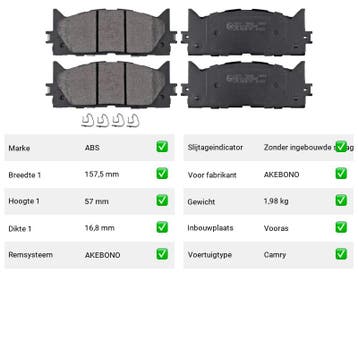 Remblokken Toyota Avalon 3.5 Vooras - ABS Remblokken 37677, Verzenden, Nieuw, Toyota