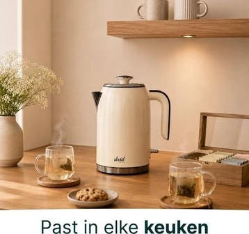 Luxe Waterkoker 1.7L - Retro Design - 2200W - BPA-vrij, Witgoed en Apparatuur, Verzenden, Zo goed als nieuw