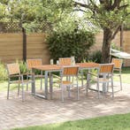 vidaXL Stapelstoel 6 pcs Bruin 56 x 57 x 87 cm Massief, Tuin en Terras, Verzenden, Nieuw