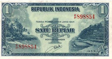 Indonesië – 1 & 2½ Rupiah 1953 – Landschapsserie – UNC, Postzegels en Munten, Verzenden