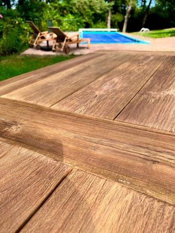 Zware tuintafel geborsteld teakhout -  250 cm, Ophalen of Verzenden, Nieuw