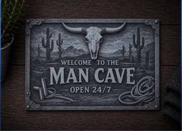 Man Cave wandbord 30x20 cm – aluminium Dibond – stoer cadeau, Huis en Inrichting, Eigen ontwerp, Vintage, Nieuw, Wandbord of Wandpaneel