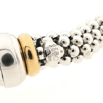 Fope bicolor gouden mesh schakelcollier (Ketting), Sieraden, Tassen en Uiterlijk, Kettingen, Ophalen of Verzenden, Gebruikt, Overige kleuren