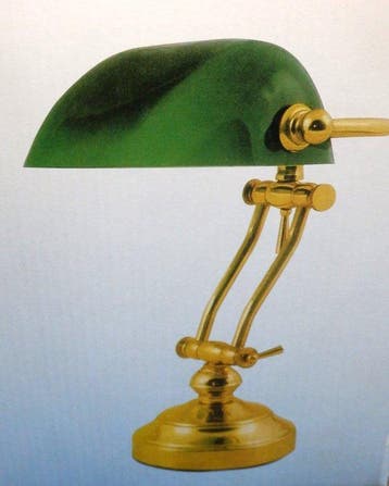 Bureaulamp - Messing, Glas - Mooie Notaris of Banklamp