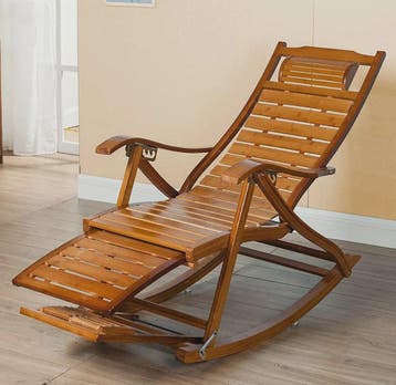 Luxe Bamboe Schommelstoel - Verstelbare Lounger met Voetenst