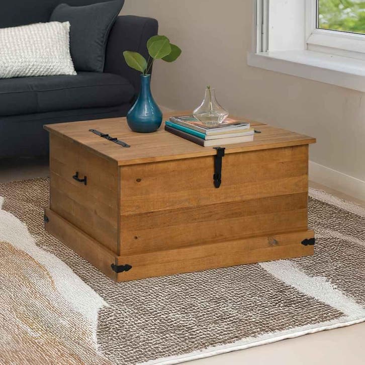 vidaXL Opbergkist HALDEN 91x91x47 cm massief grenenhout, Huis en Inrichting, Woonaccessoires | Kisten, Nieuw, Verzenden