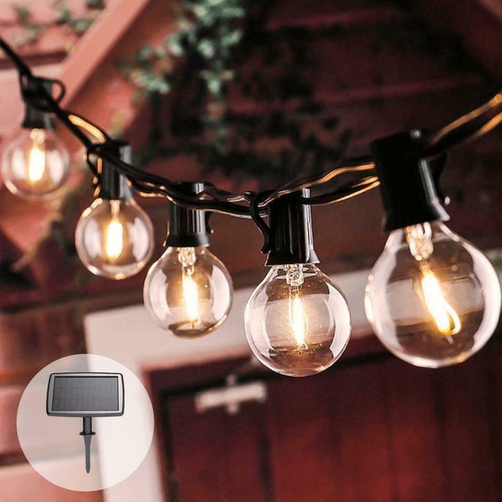 Solar prikkabel Chain met 25 warm witte led filament lampen, Tuin en Terras, Buitenverlichting, Led, Minder dan 50 watt, Nieuw