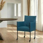 Leren eetkamerstoel More - Hermes Turquoise (blauw) - Poten, Huis en Inrichting, Stoelen, Ophalen of Verzenden, Nieuw, Leer, Bohemian, Industrieel, Modern, Scandinavisch