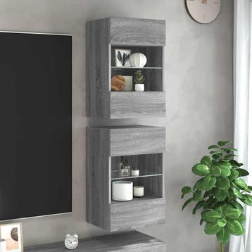 vidaXL Wandkasten met LED-verlichting voor tv 2 st, Verzenden, Nieuw, Overige houtsoorten