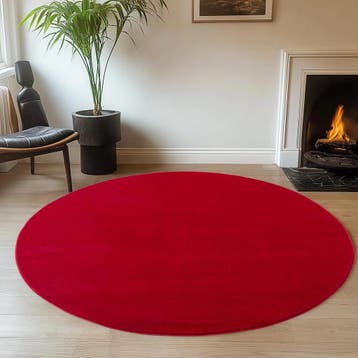 Rond Wasbaar Vloerkleed | Joy | Uni | Rood | 200x200 cm, Verzenden, Nieuw