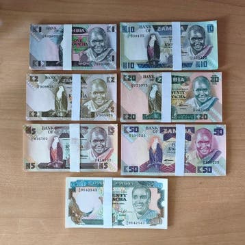 Zambia. - 175 banknotes (7 x 25) - various dates (Zonder
