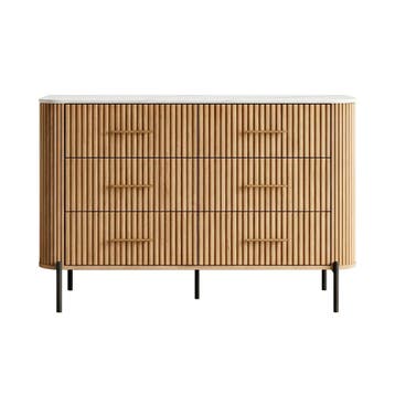 Commode Kokunse ladekast 120x42x78 cm eikenkleurig [en.casa], Verzenden, Nieuw