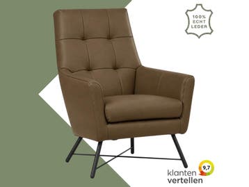 Leren fauteuil Proud - Toledo Lever (bruin), Nieuw, Ophalen of Verzenden, 75 tot 100 cm, Industrieel, Modern