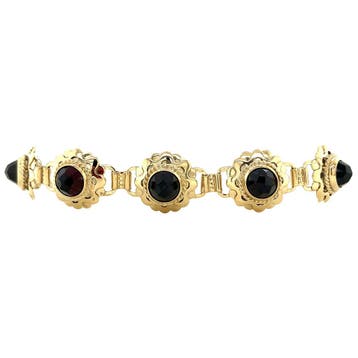 Vintage gouden bootjes armband met granaat 14 krt, Ophalen of Verzenden, Nieuw