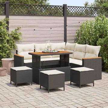 vidaXL Tuin Sofa Set met kussen met opslag Zwart Poly riet, Tuin en Terras, Tuinsets en Loungesets, Verzenden, Nieuw, Rotan, Meer dan 8 zitplaatsen
