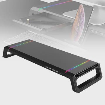 Monitorstandaard met USB 3.0 Hub en RGB Verlichting - Opklap, Verzenden, Nieuw