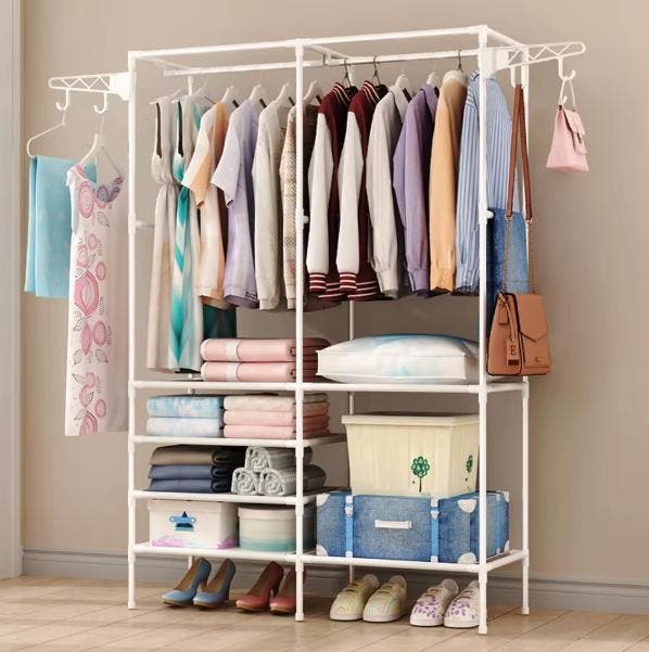 Dubbel Kledingrek met Schoenenrek – Staande Kapstok, Kleding | Dames, Kledingrekken, Nieuw, Verzenden
