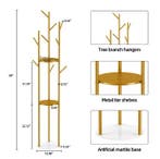 Metalen Kapstok met Marmeren Voet – 3 Planken en 9 Haken, Huis en Inrichting, Woonaccessoires | Kapstokken, Verzenden, Nieuw