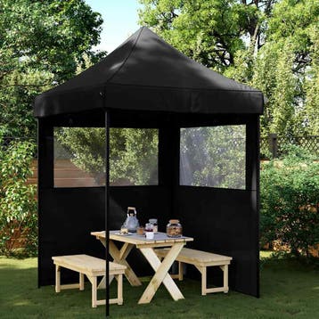 vidaXL Partytent inklapbaar pop-up met 2 zijwanden zwart, Verzenden, Nieuw, Partytent