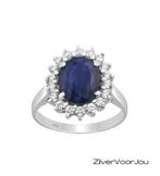 Zilveren Kate Diana ring met natuurlijke blauwe saffier, Verzenden, Nieuw, Zilver