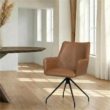 Leren draaibare eetkamerstoel Wave - Granada Sahara, Ophalen of Verzenden, Nieuw, Leer, Bohemian, Eigentijds, Industrieel, Modern, Scandinavisch