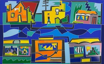 Ugo Nespolo (1941) - Case di città