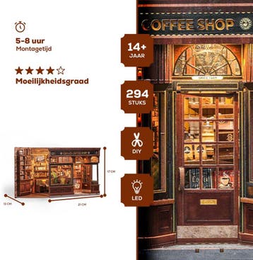 CuteBee Miniatuurhuisje Corner Coffee Shop – Houten 3D Pu., Verzenden, Nieuw