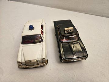 Politie en Taxi - Blikken speelgoedauto - Mercedes 240d,