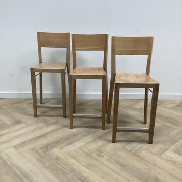 Hutten complete set statafel met 3 barkrukken, hout, Ophalen of Verzenden, Gebruikt