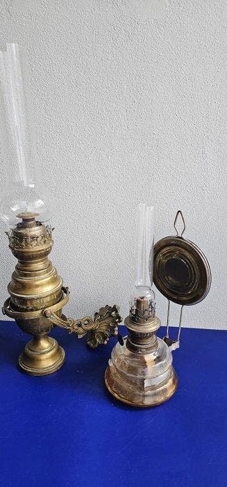 Ships lamp (2) - Messing, Glas, Antiek en Kunst