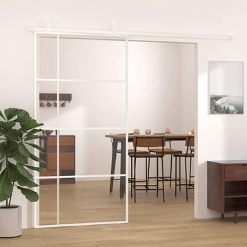 vidaXL Schuifdeur 102,5x205 cm ESG-glas en aluminium wit, Verzenden, Nieuw