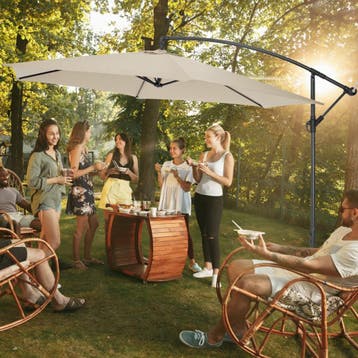 Parasol zweefparasol Ciccio Ø 350cm met beschermhoes - beige, Verzenden, Nieuw