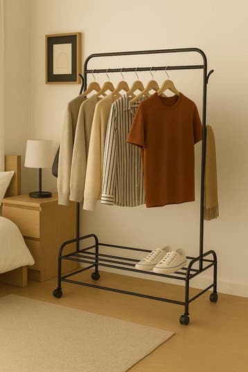 Kledingrek met wieltjes | Metaal | 110x55x165cm | Zwart, Kleding | Dames, Kledingrekken, Verzenden, Nieuw