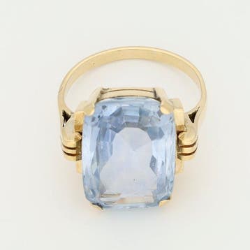 Ring - 18 karaat Geel goud - Saffier, Nieuw