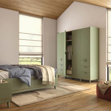 Kledingkast Skagen - Groen - 4-Deurs met Lades, Verzenden, Nieuw, Met lade(s)