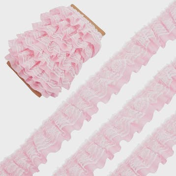 Ruffle Kantband met Borduurwerk - 5cm Breed - Zwart, Wit, Ro, Verzenden, Nieuw