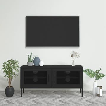 vidaXL Tv-meubel 105x35x50 cm staal zwart, 100 tot 150 cm, Verzenden, Nieuw, Minder dan 100 cm