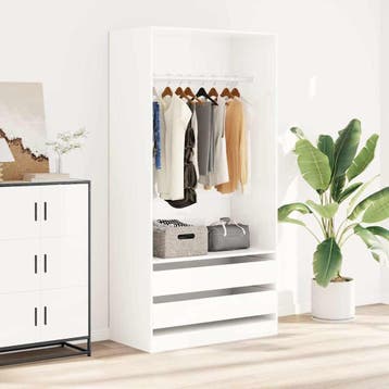 vidaXL Kledingkast 100x50x200 cm bewerkt hout hoogglans wit, Huis en Inrichting, Kasten | Kledingkasten, Verzenden, Nieuw