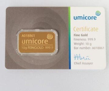 10 gram - Goud .999 - Umicore, Belgium