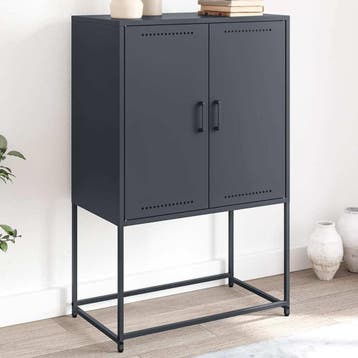 vidaXL buffetkast 68,5x38,5x107 cm staal antracietkleurig, Huis en Inrichting, Kasten | Buffetkasten, Verzenden, 100 tot 150 cm