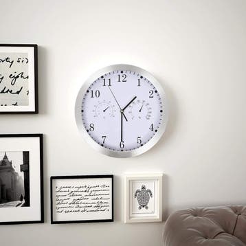 vidaXL Wandklok met quartz-mechanisme hygrometer thermometer, Verzenden, Nieuw