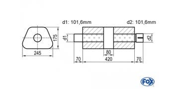 FOX Uni-geluiddemper trapeziumvormig met kamer + sok - Afwij, Verzenden, Nieuw