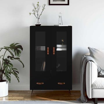 vidaXL buffetkast 69,5x31x115 cm bewerkt hout zwart, Huis en Inrichting, Kasten | Buffetkasten, Verzenden, 100 tot 150 cm, Nieuw