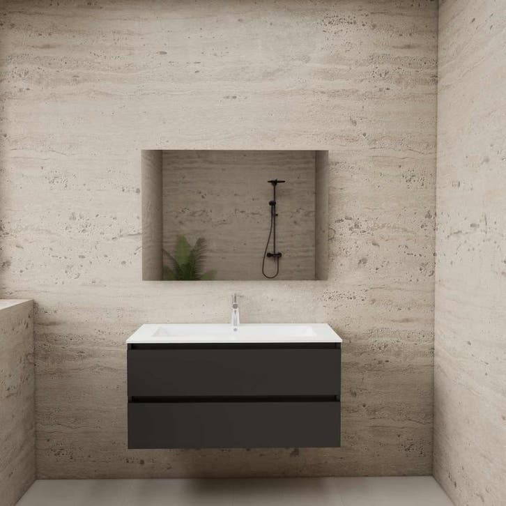 ACTIE BWS Badmeubel | Paris | Antraciet 100 cm | Hoogglans, Doe-het-zelf en Verbouw, Sanitair, Bad, Nieuw, Ophalen of Verzenden