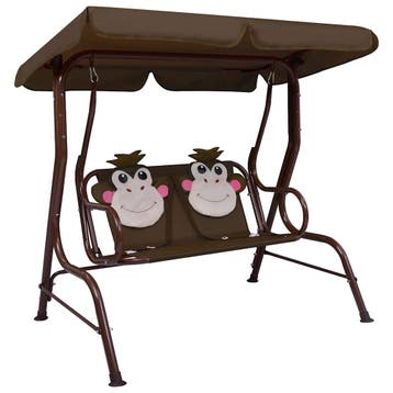 vidaXL Kinderschommelbank 115x75x110 cm stof bruin, Tuin en Terras, Tuinbanken, Verzenden, Nieuw