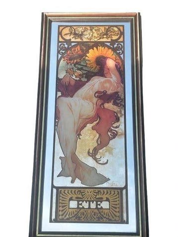 (After) Alphone Mucha - Spiegel - Glas, Hout