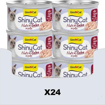 24x GimCat Kattenvoer Nat ShinyCat Filets in Jelly Tonijn..., Verzenden, Kat